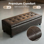 Tufted Storage Ottoman with Wooden Legs