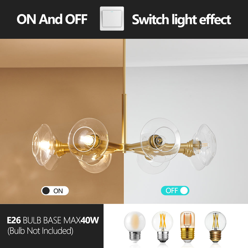 36" Modern Gold 8-Light Sputnik Chandelier