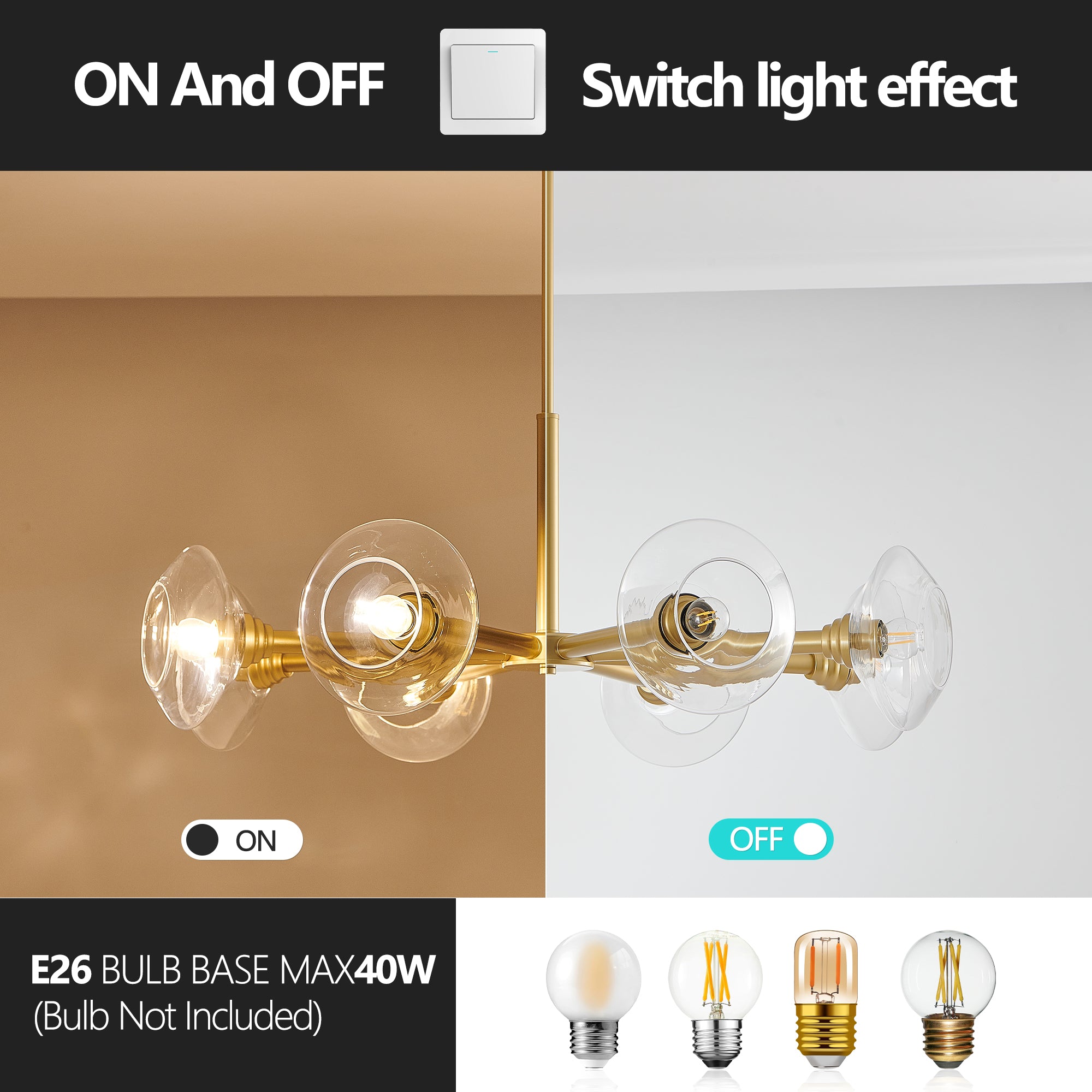 36" Modern Gold 8-Light Sputnik Chandelier