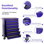 Rolling Metal Tool Chest with 6 Drawers - Purple