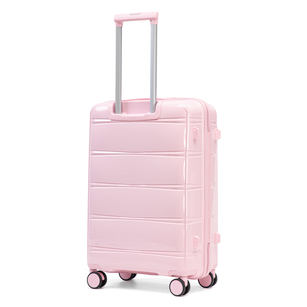 3-Piece Hard Case Luggage Set, 20/24/28 Inch, Polypropylene with Spinner Wheels, Pink