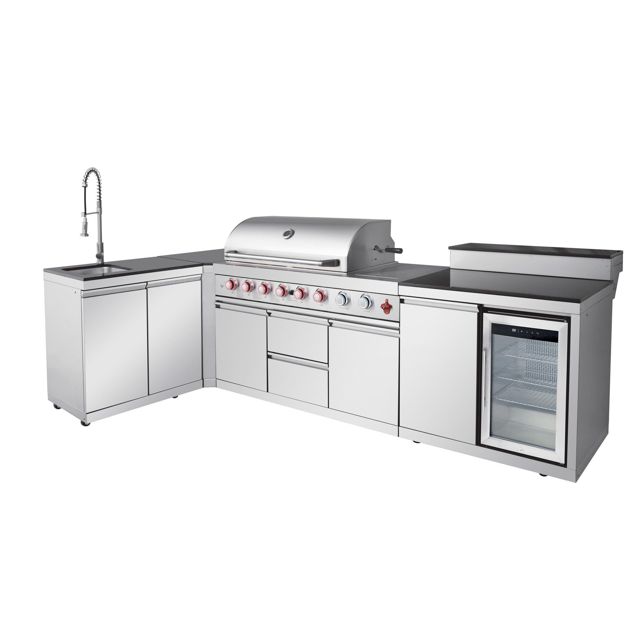 Outdoor Kitchen Island with 6+1 Burner Propane Gas BBQ Grill