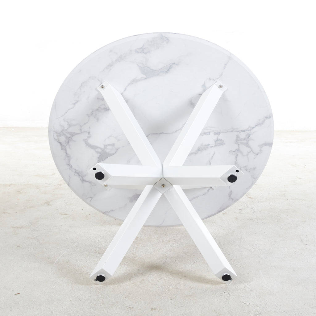 42.1" White Mid-Century Dining Table for 4-6 People