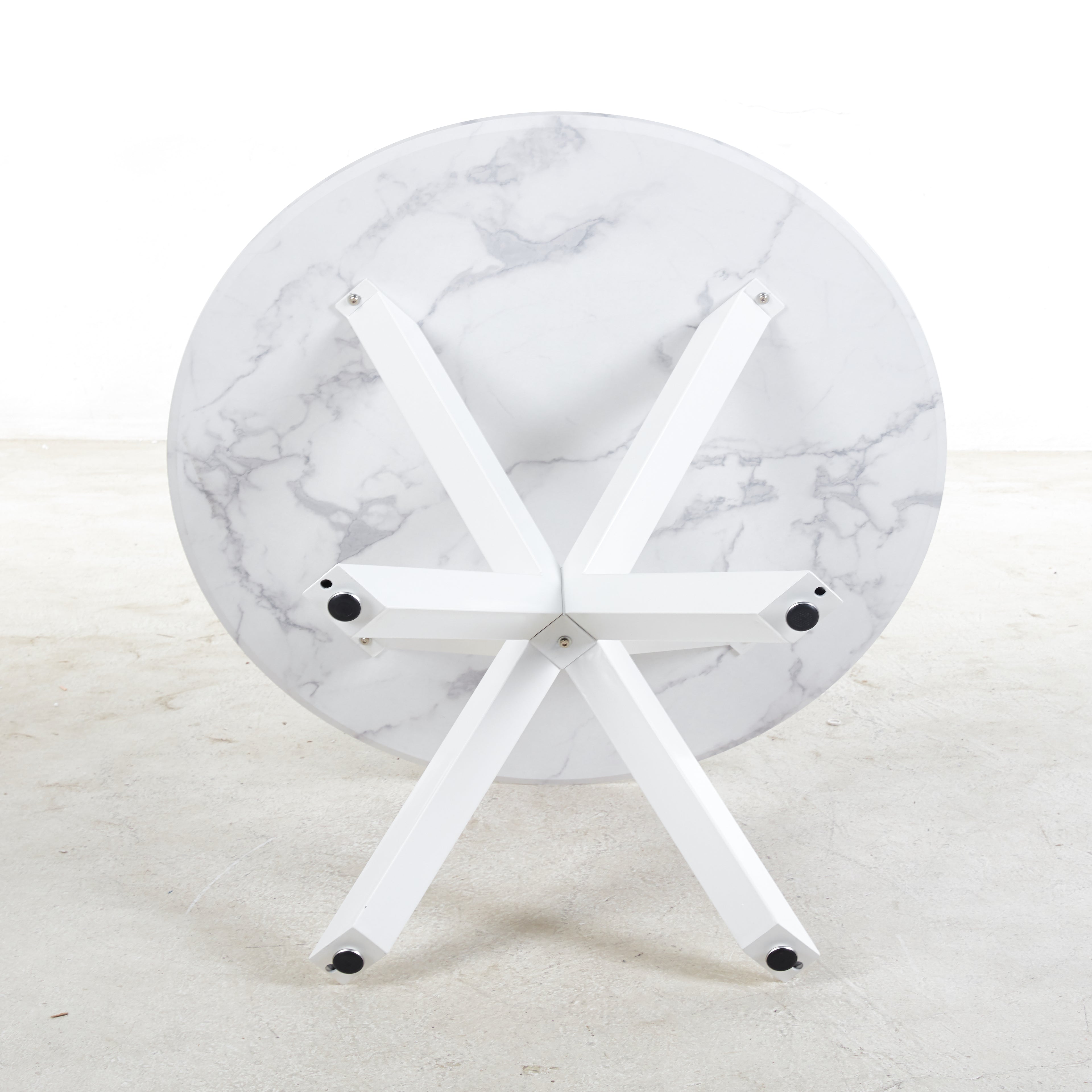 42.1" White Mid-Century Dining Table for 4-6 People