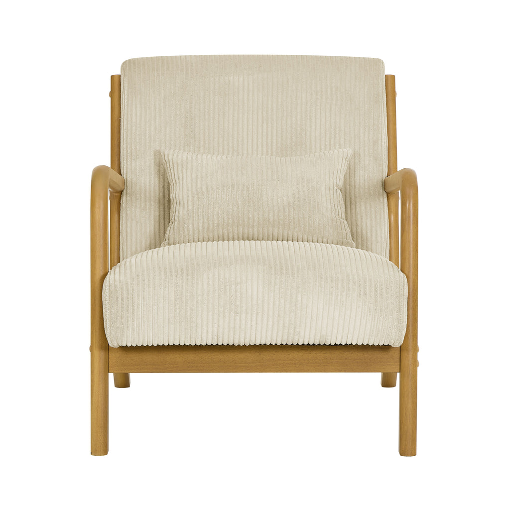 Corduroy Upholstered Wooden Armchair