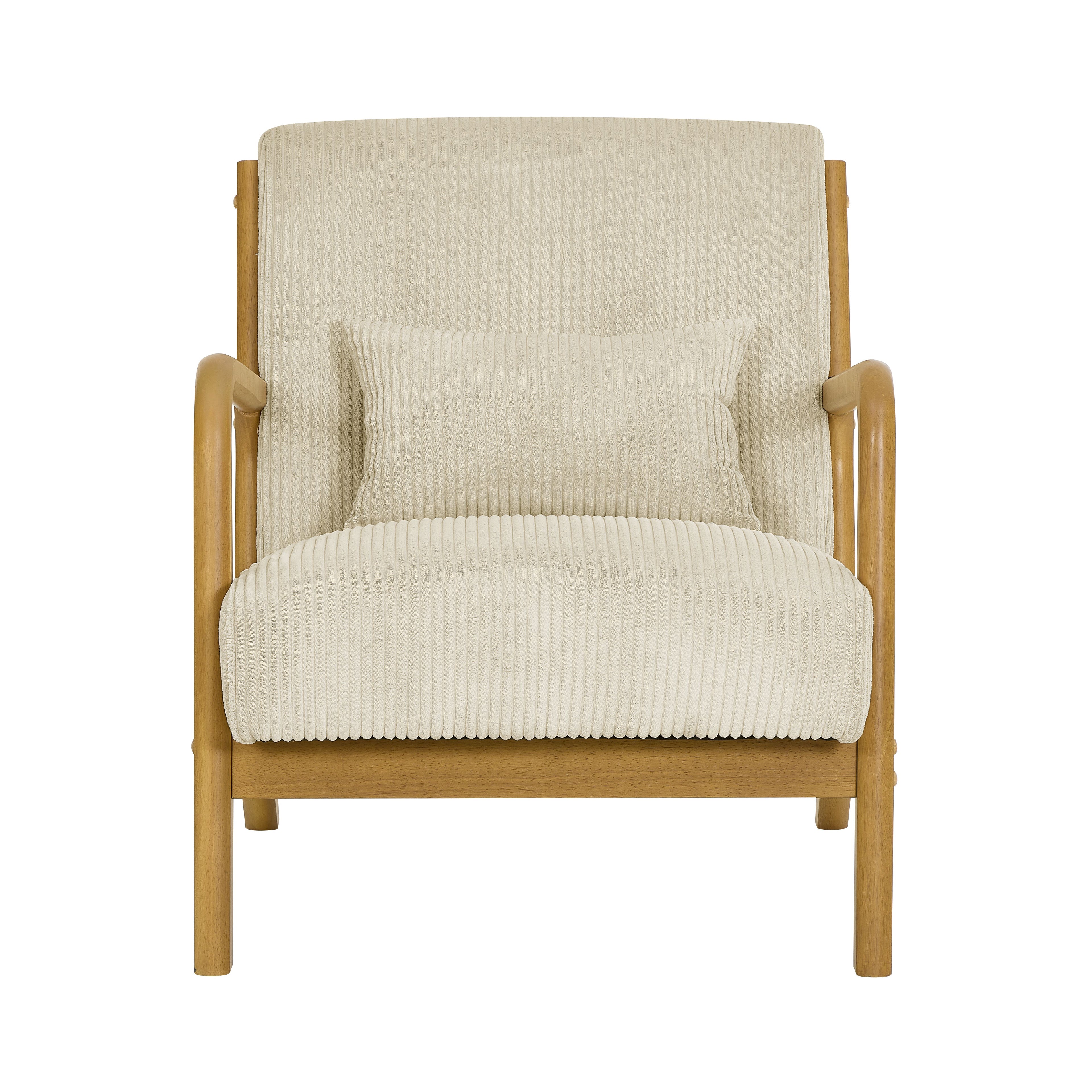 Corduroy Upholstered Wooden Armchair