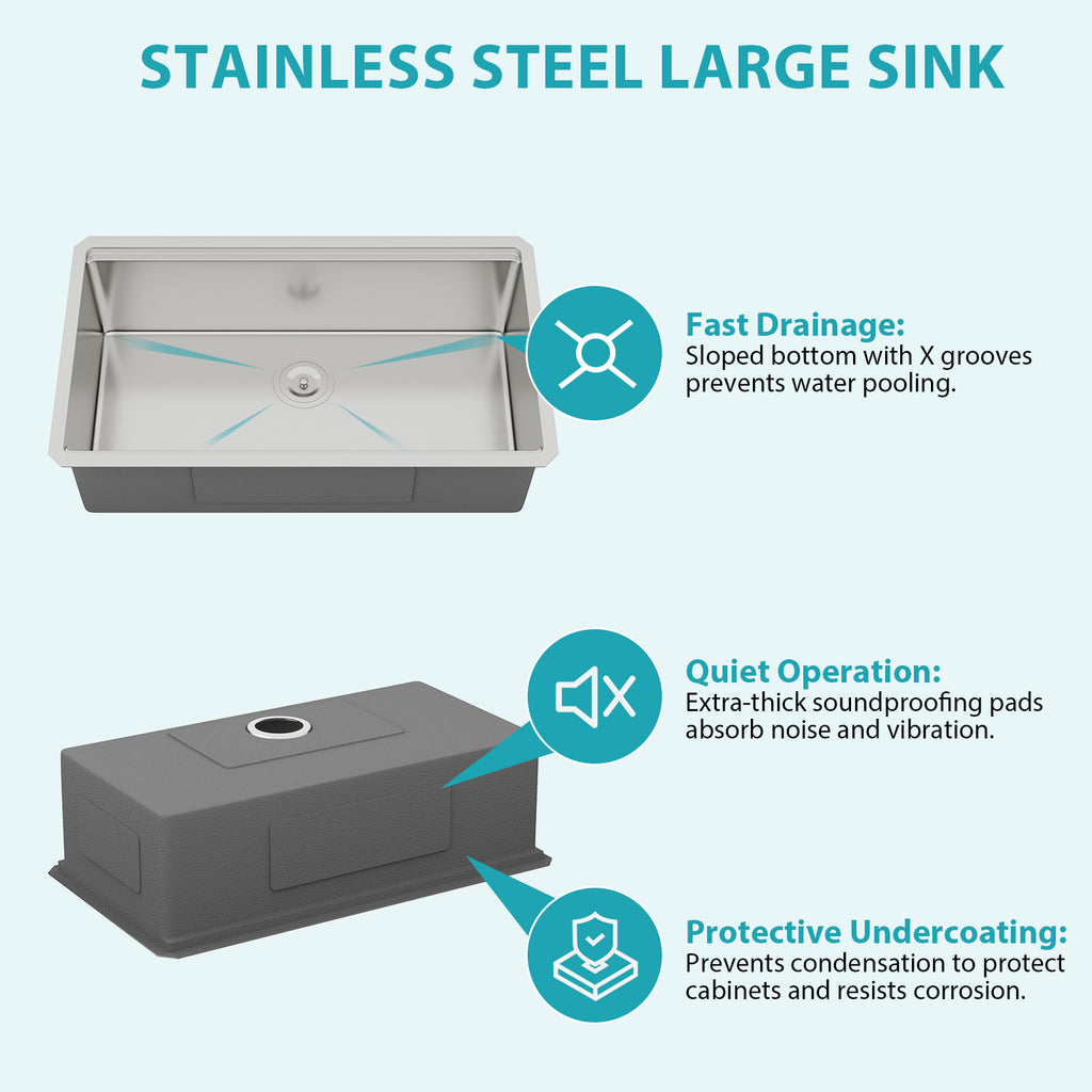 Undermount Workstation Kitchen Sink - 30"x18"x10" Stainless Steel