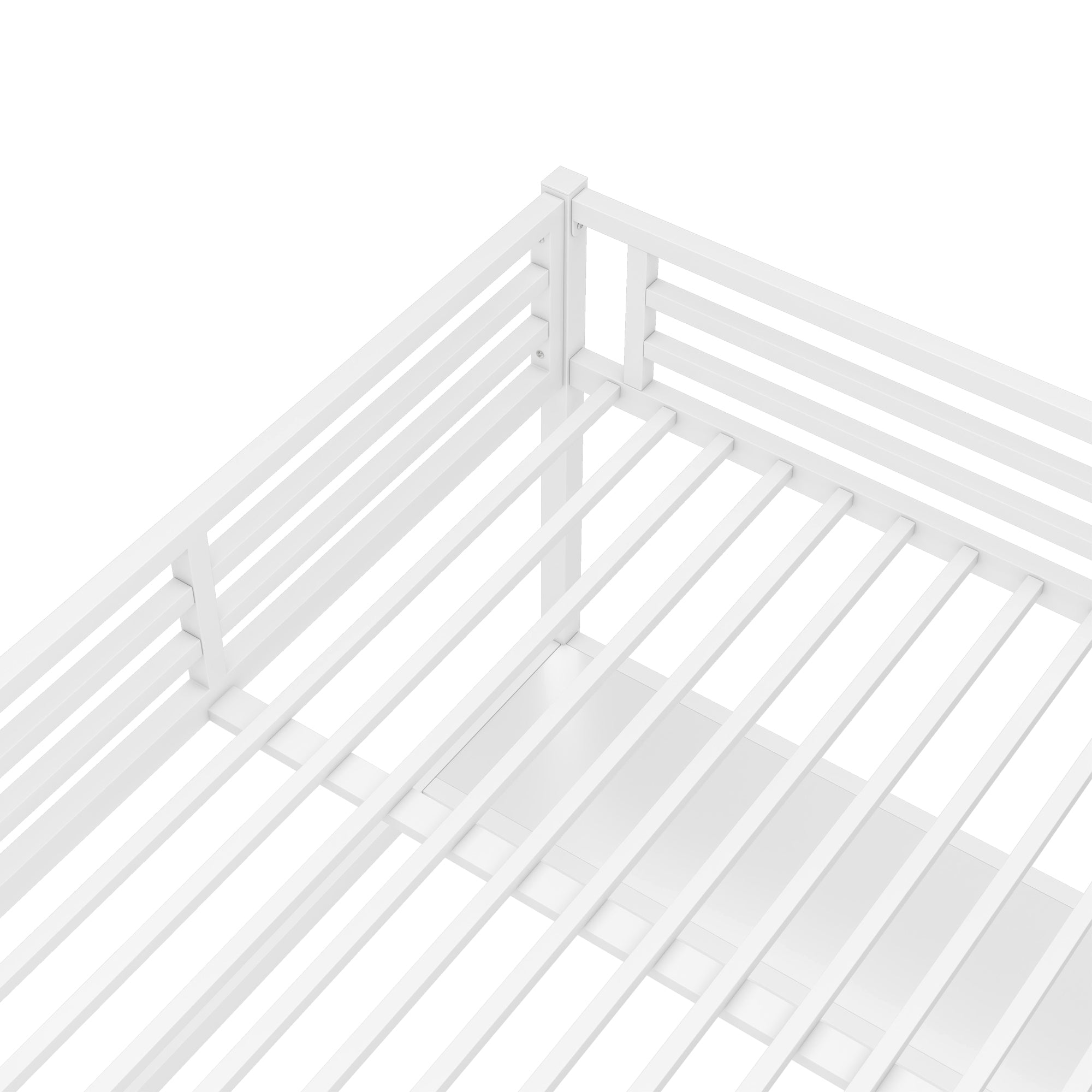 Metal Queen Size Loft Bed with Power Outlet and LED Lighting