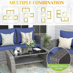 4-Piece Wicker Patio Conversation Set with Glass Table