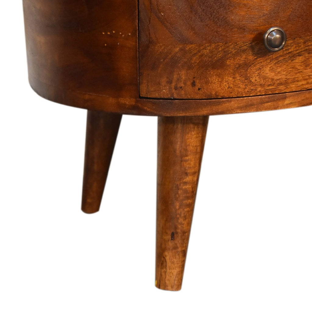 Solid Wood Mini Chestnut Wave Coffee Table, 1-Drawer, 1 Open-Shelf
