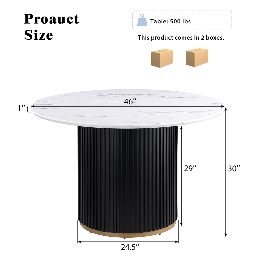 46 Inch Round Faux Marble Dining Table