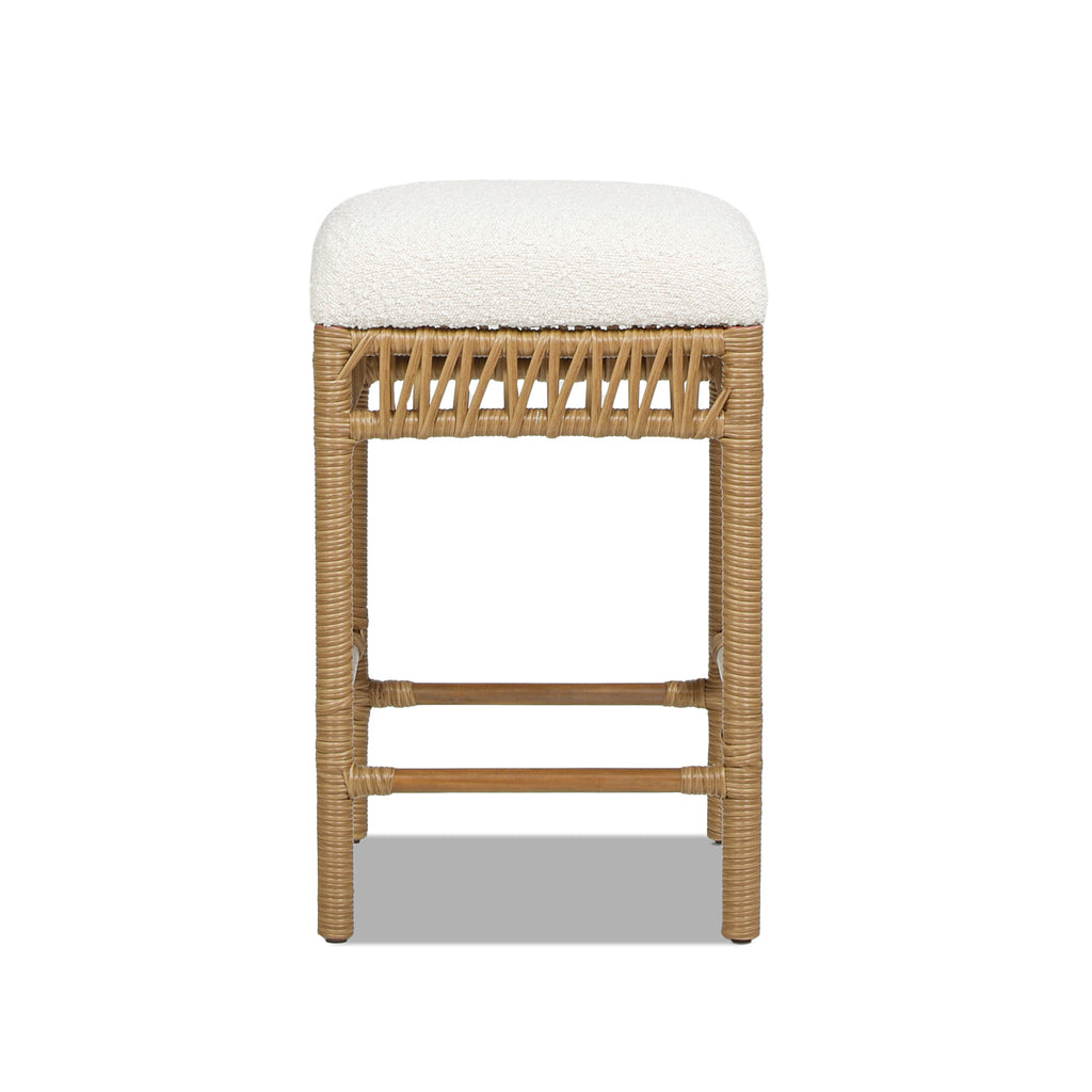 Lucia Backless Upholstered Counter Stool, 25.5-Inch, White Boucle