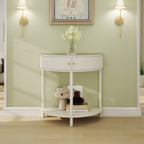 Artisan-Crafted Wave-Pattern Demi-Lune Console Table