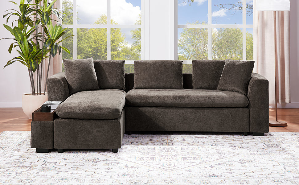 L-Shaped Upholstered Sectional Sofa with Storage Compartment