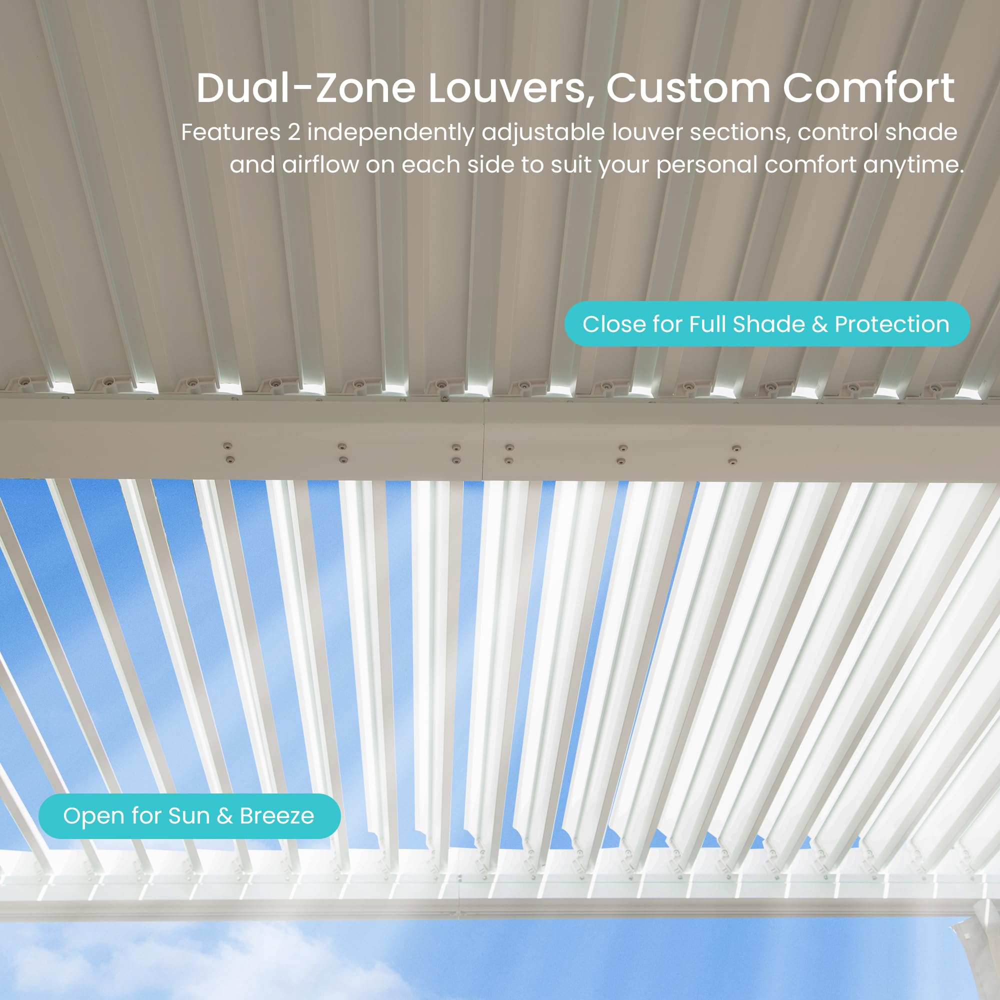 10x12 FT Outdoor Louvered Pergola with Adjustable Louvers