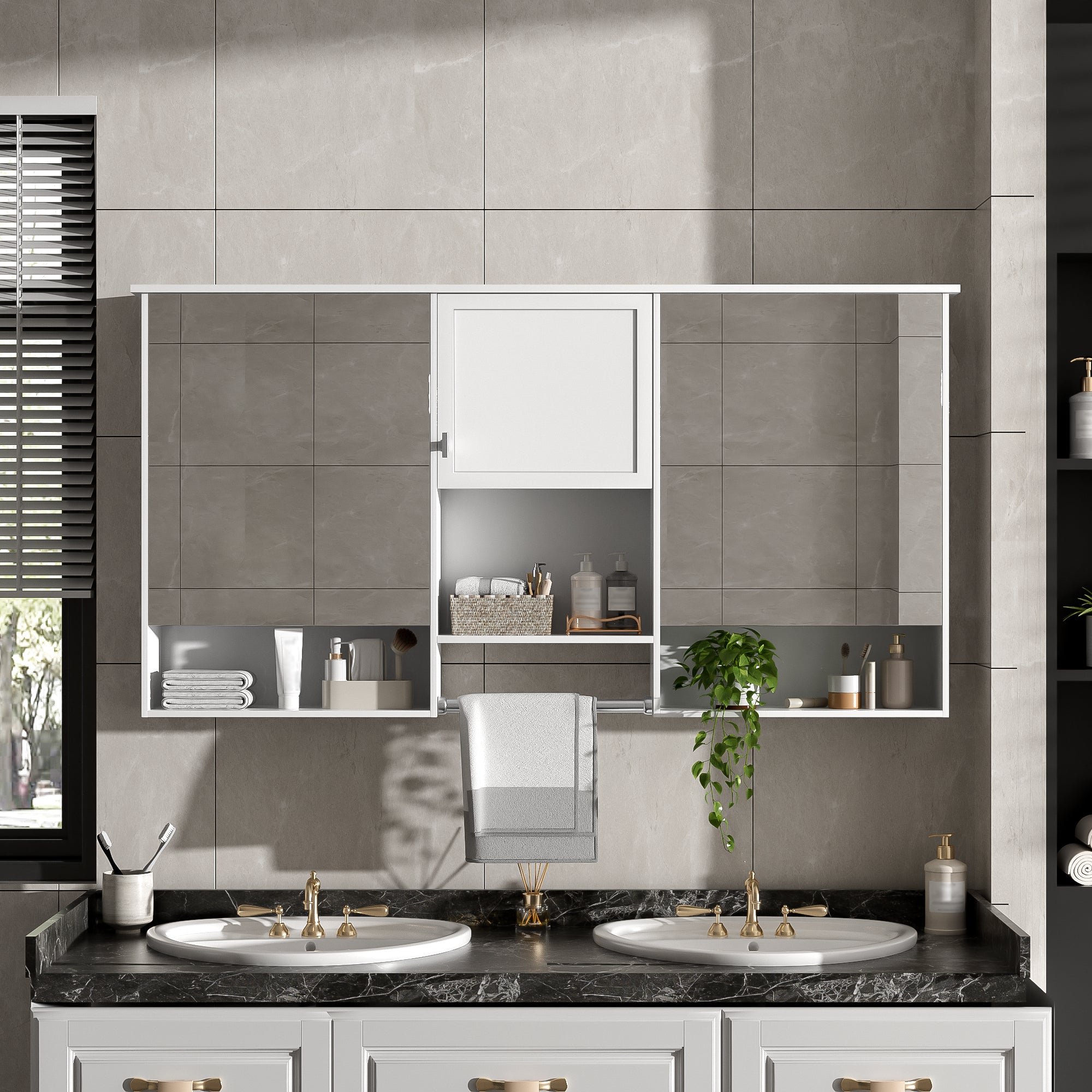 55 Inch Wall-Mount 3-in-1 Mirror Cabinet