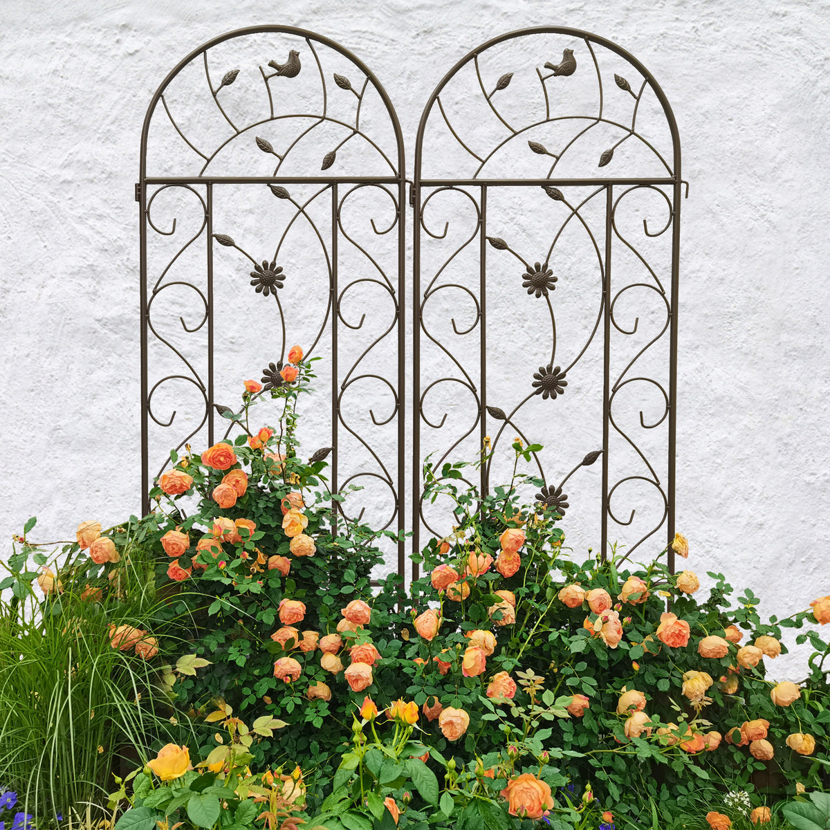 4-Pack Metal Garden Trellis, 86.7 x 19.7 Inches, Rustproof Iron, Brown