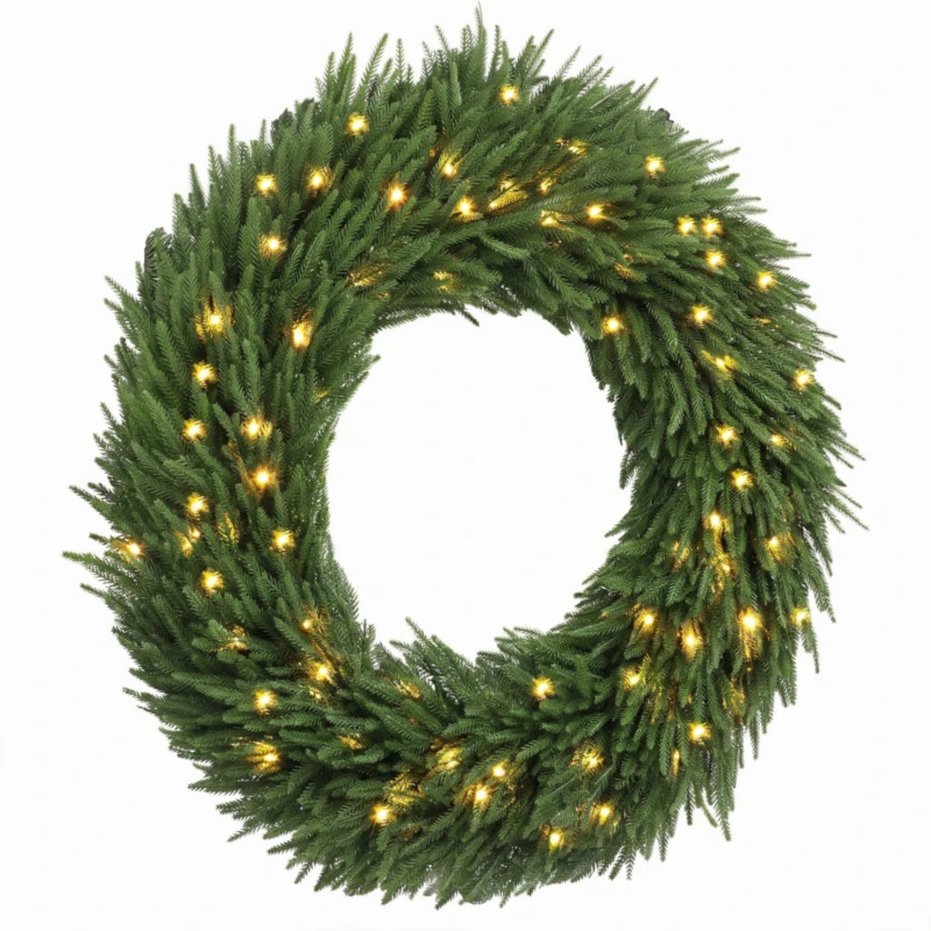 36-Inch Pre-Lit Green Christmas Wreath