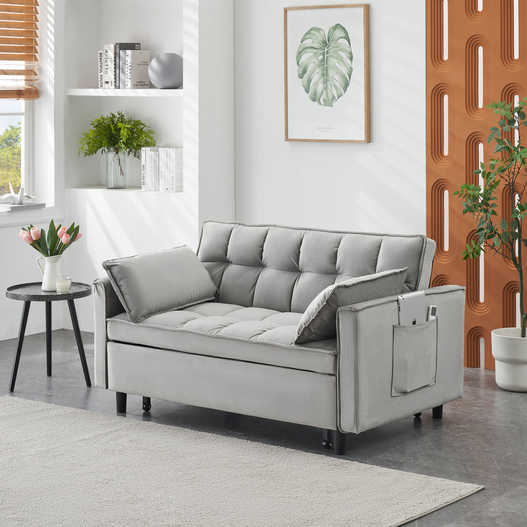 Modern Velvet Loveseat Futon Sofa Couch Pullout Bed