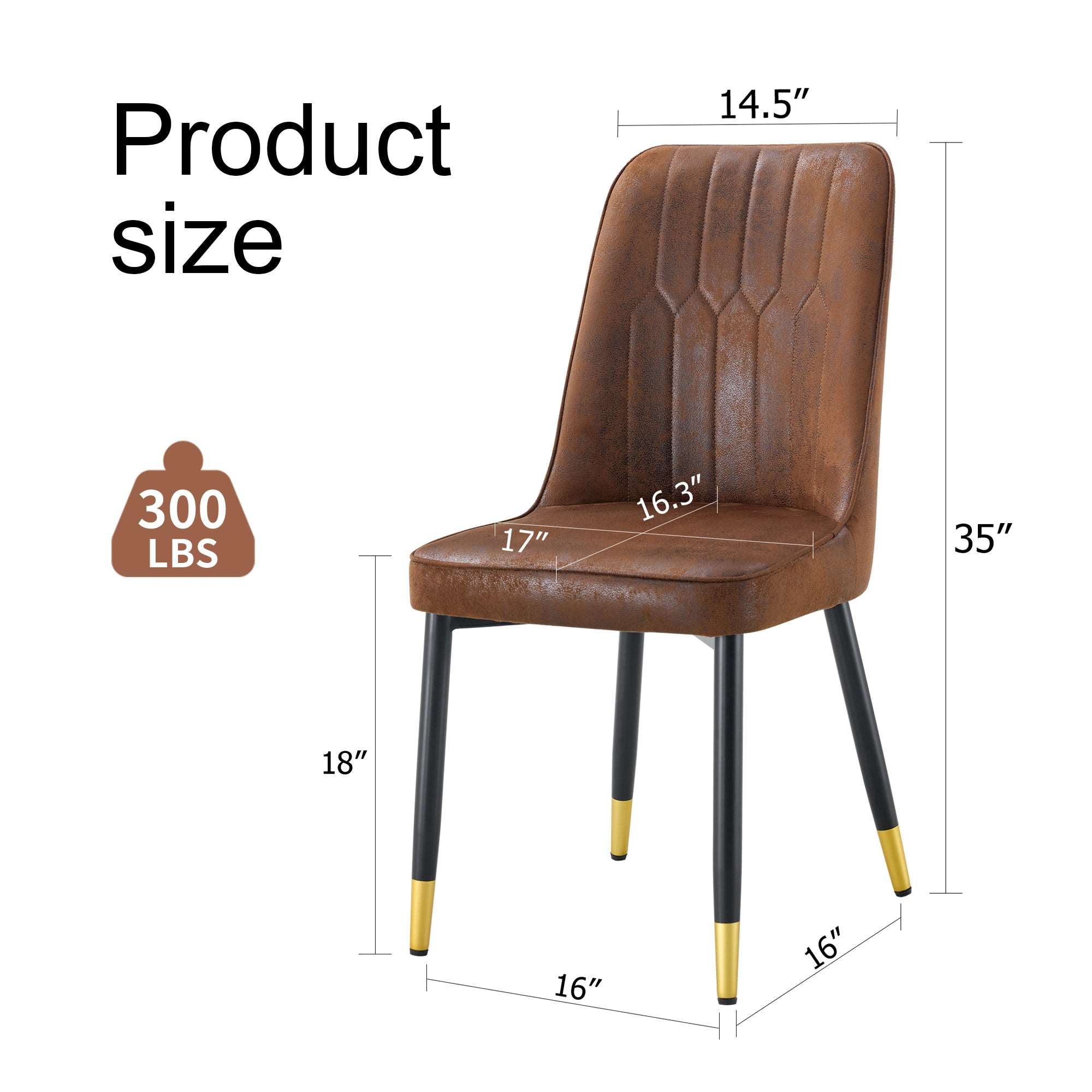 Brown Suede-like Velvet Dining Chair Set (Two-Pack)