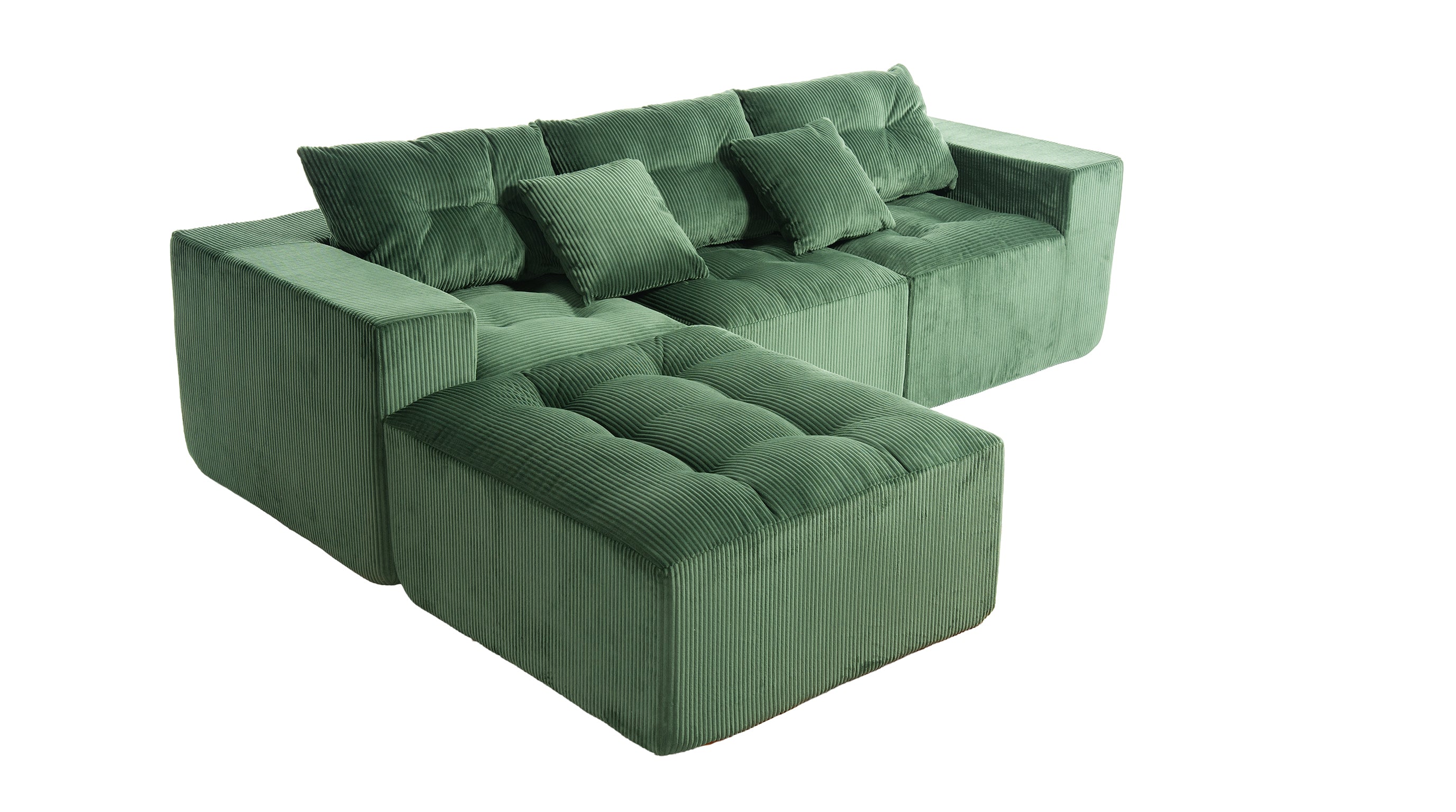 101" L-Shaped Modular Compression Sofa, Green