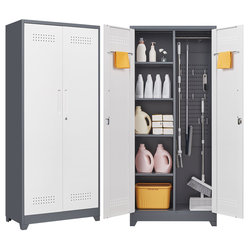 Gray Metal Lockers with Locking Doors