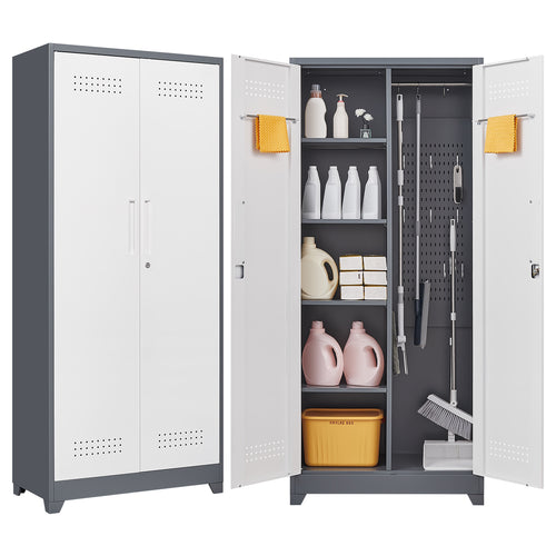 Gray Metal Lockers with Locking Doors