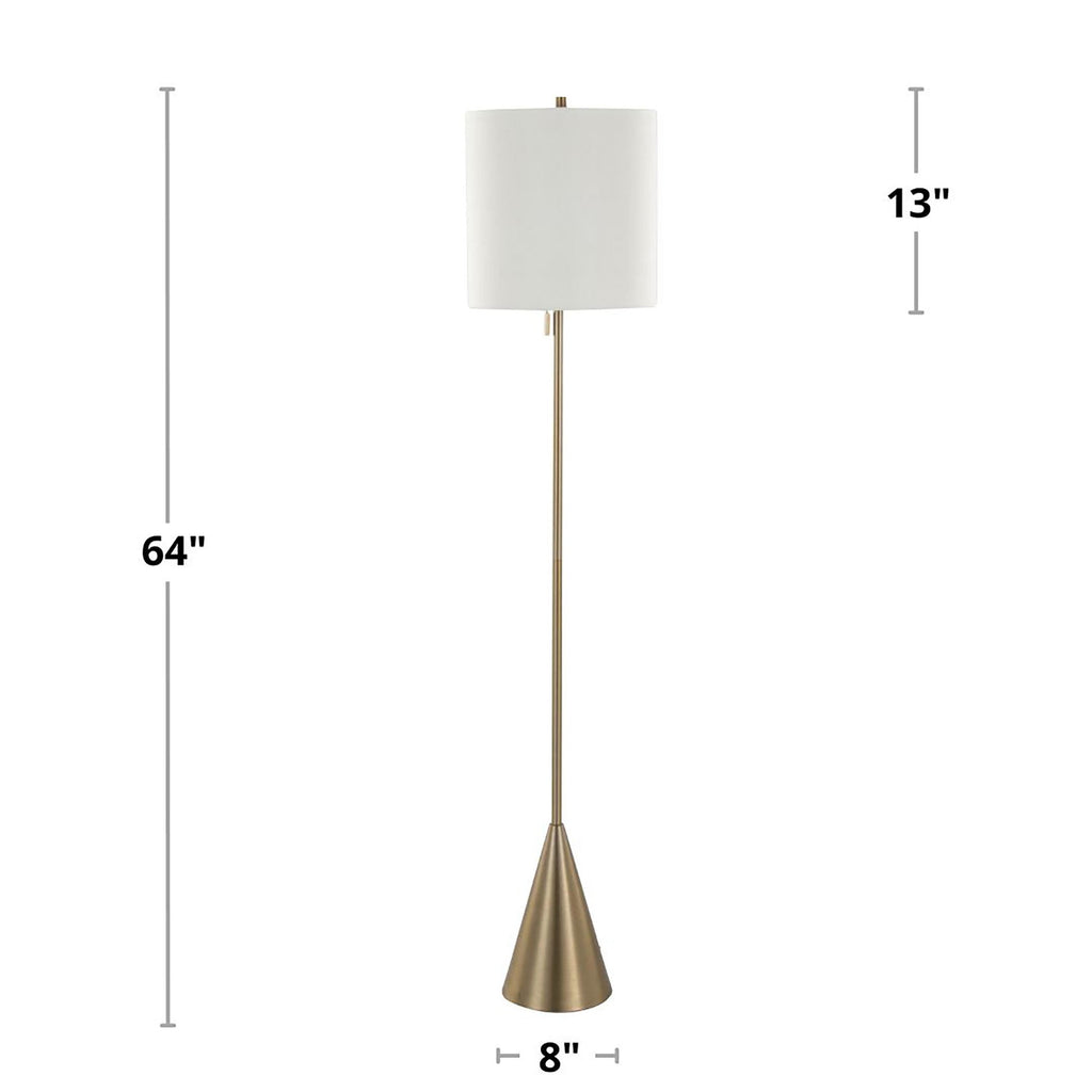 64" Contemporary Metal Floor Lamp in Brushed Nickel