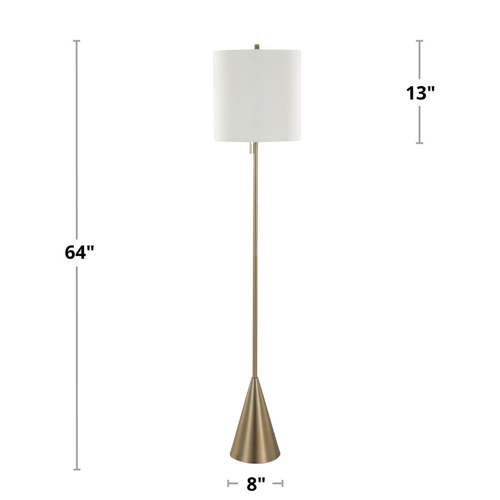 64" Contemporary Metal Floor Lamp in Brushed Nickel