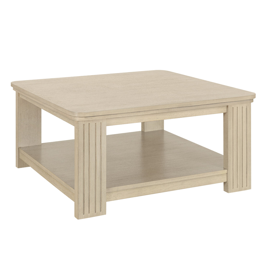 Square Coffee Table with 2-Tier Storage Shelf