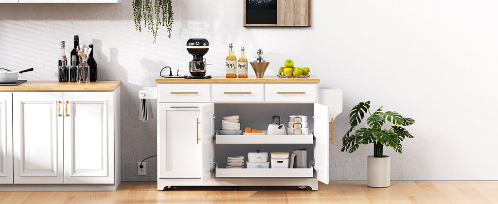 K&K 59.3" Kitchen Island with Storage