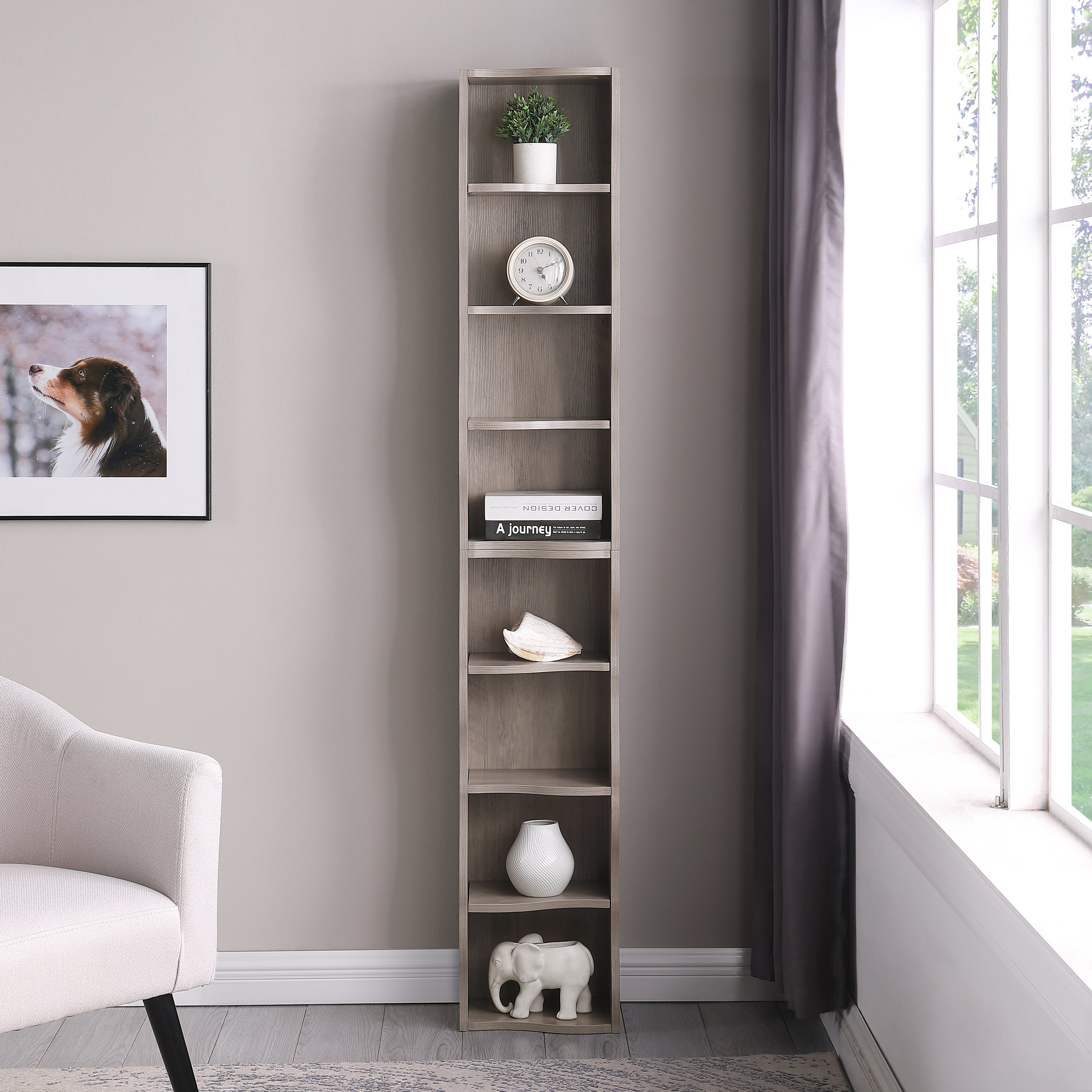 8-Layer Adjustable Shelf Ultra-Thin Bookshelf