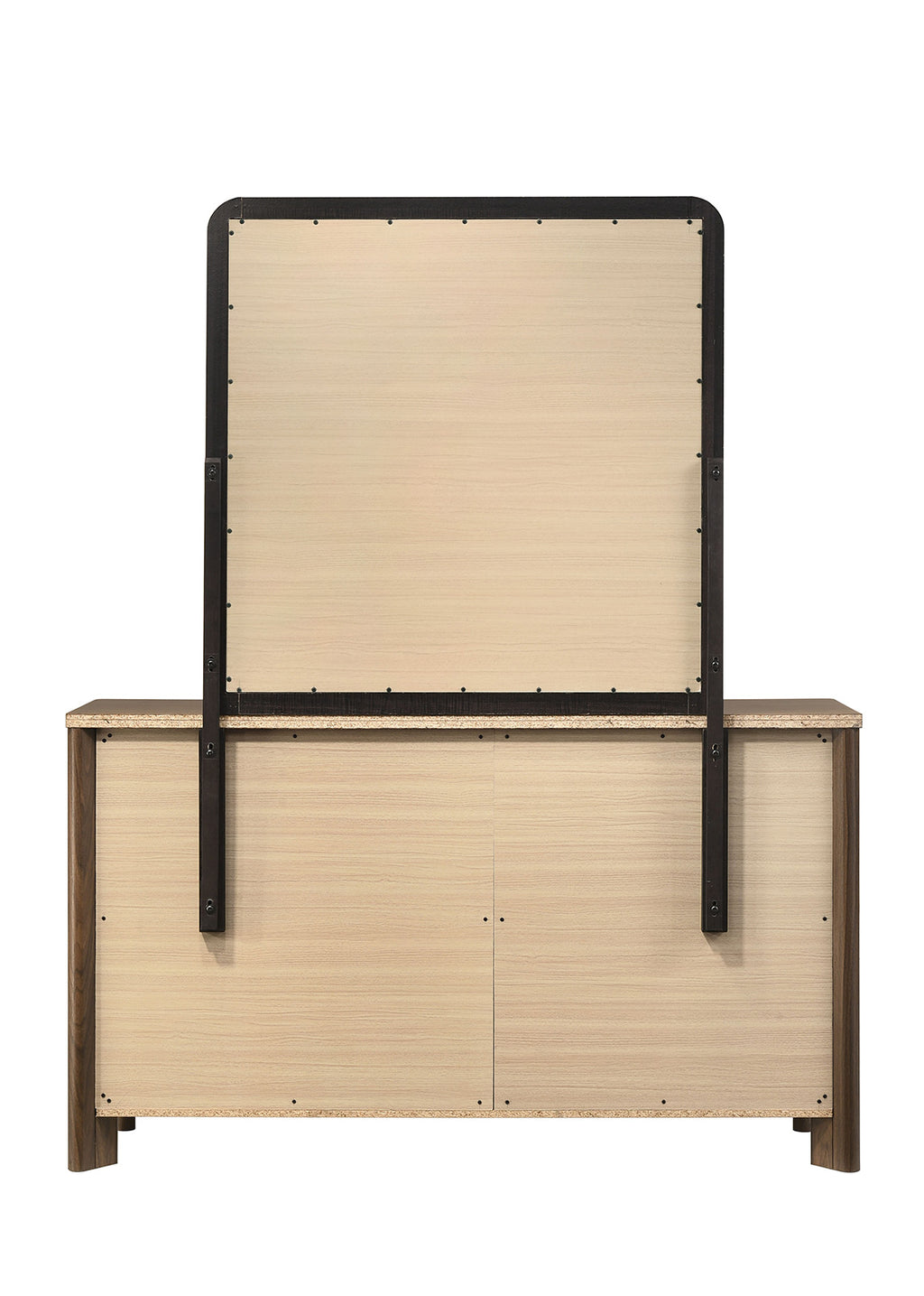Walnut Color Dresser 6-Drawers Bedroom Furniture Solid wood Mid-Century Modern Rounded Edges 1pc