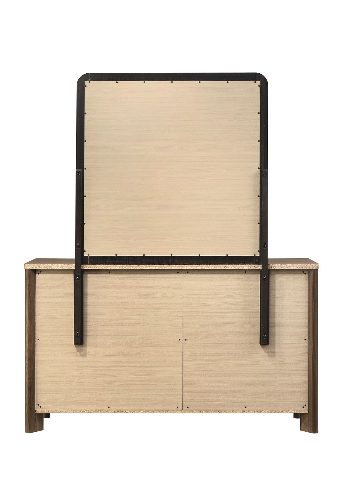 Walnut Color Dresser 6-Drawers Bedroom Furniture Solid wood Mid-Century Modern Rounded Edges 1pc