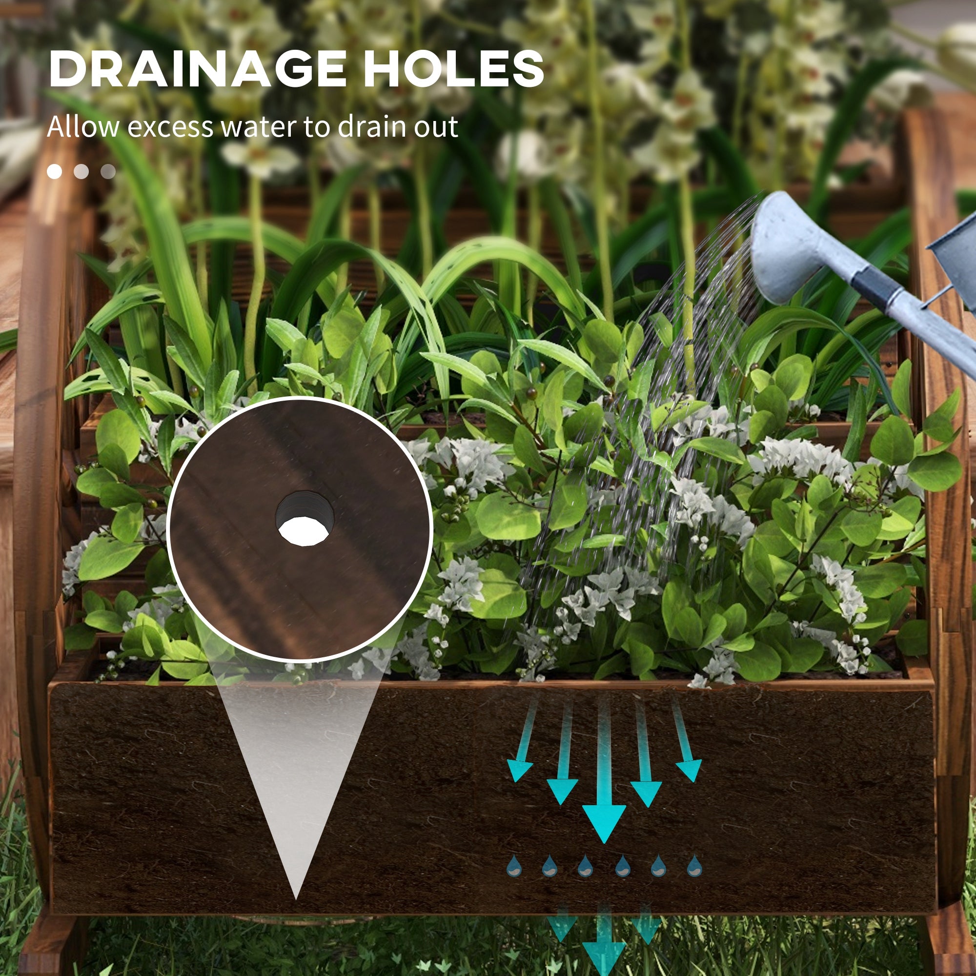 Outdoor Wooden Wagon Planter Box