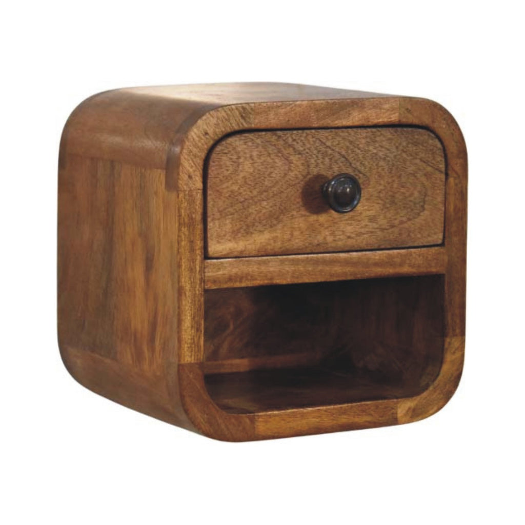 Solid Wood Curved Wall Mounted Bedside