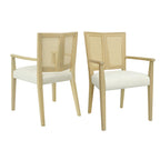 Arm Dining Chair Set of 2 - Light Ash & Beige