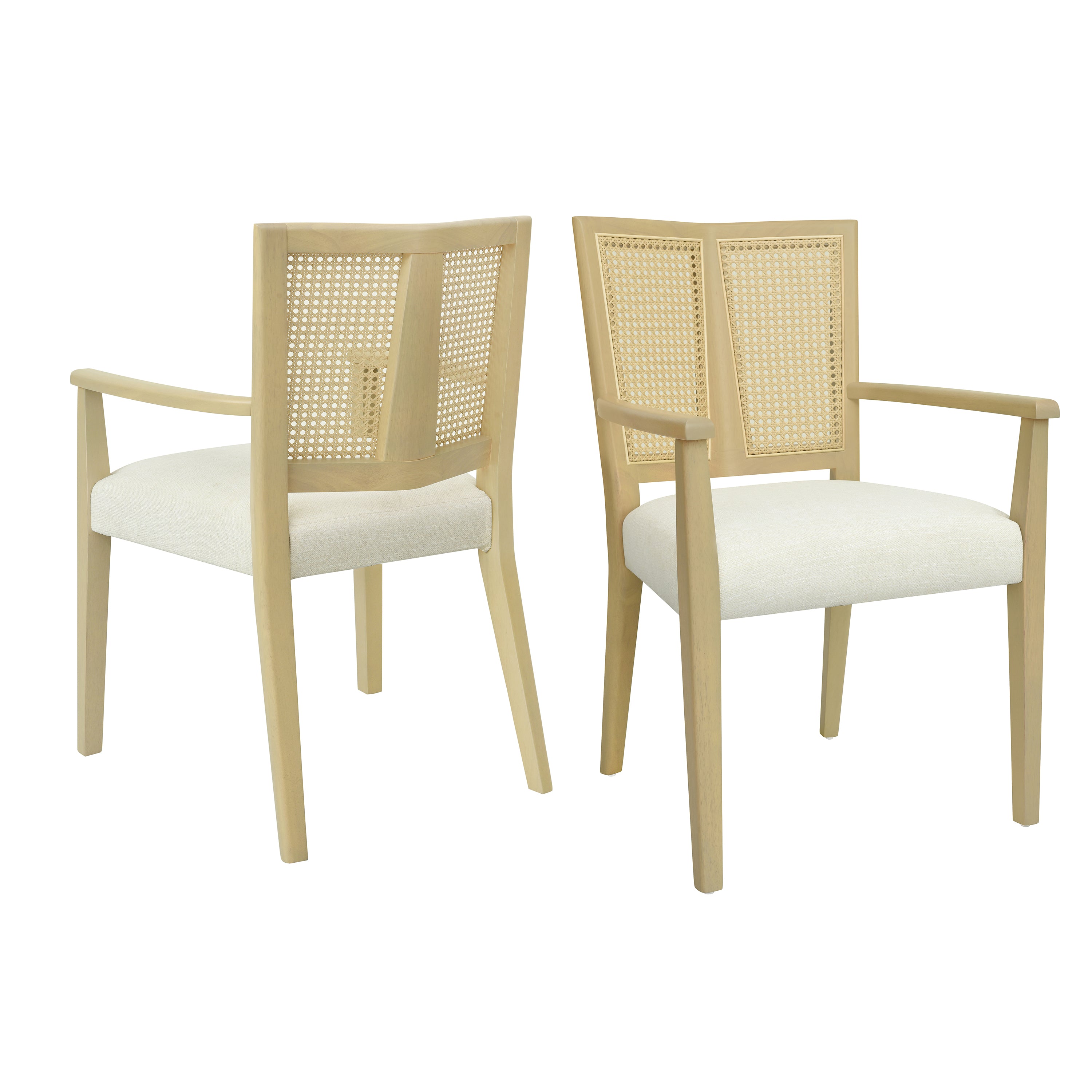 Arm Dining Chair Set of 2 - Light Ash & Beige