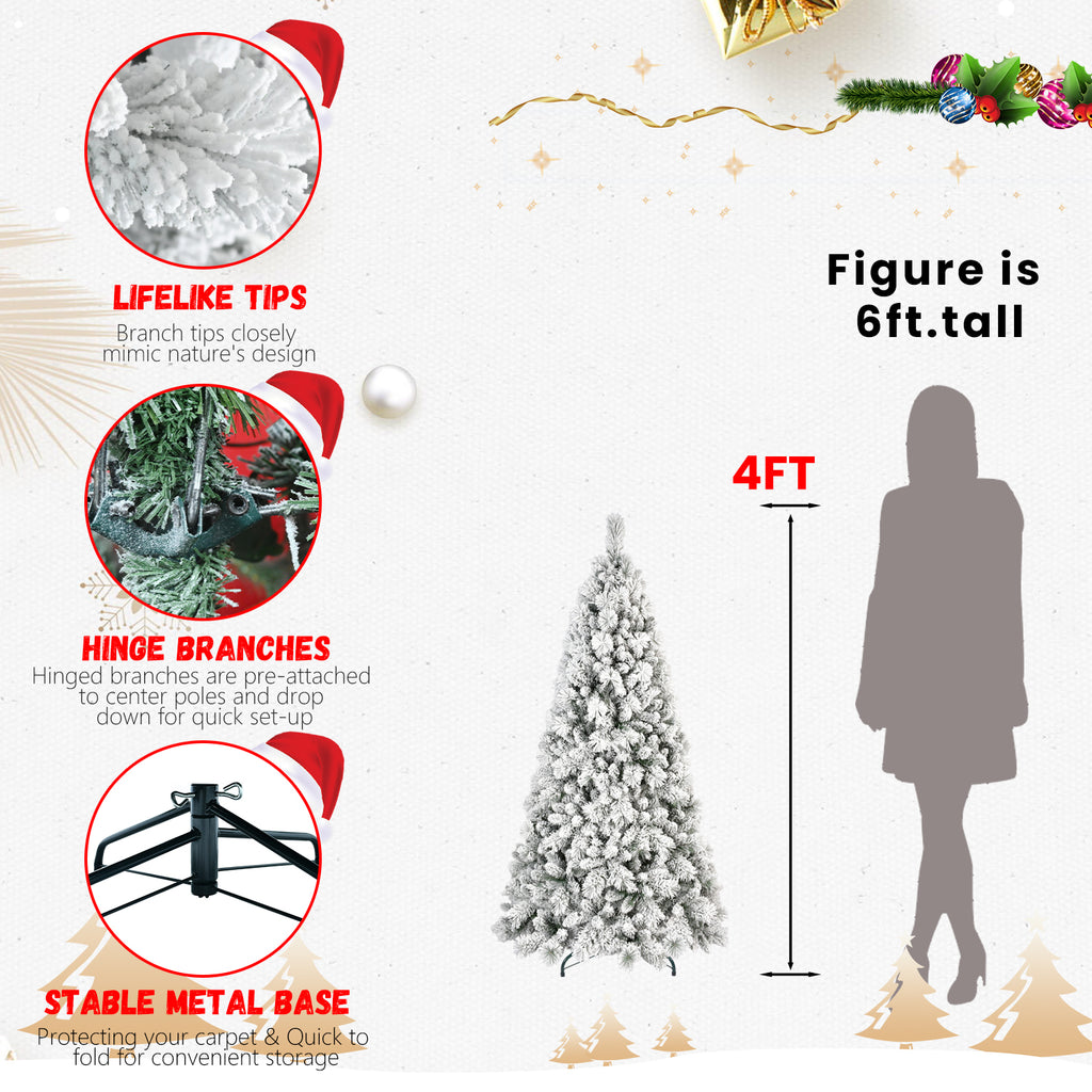 5FT Flocked Christmas Tree with 518 Tips