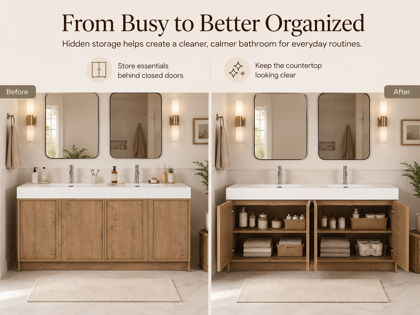 72" Freestanding Bathroom Vanity With Dual Resin Sink