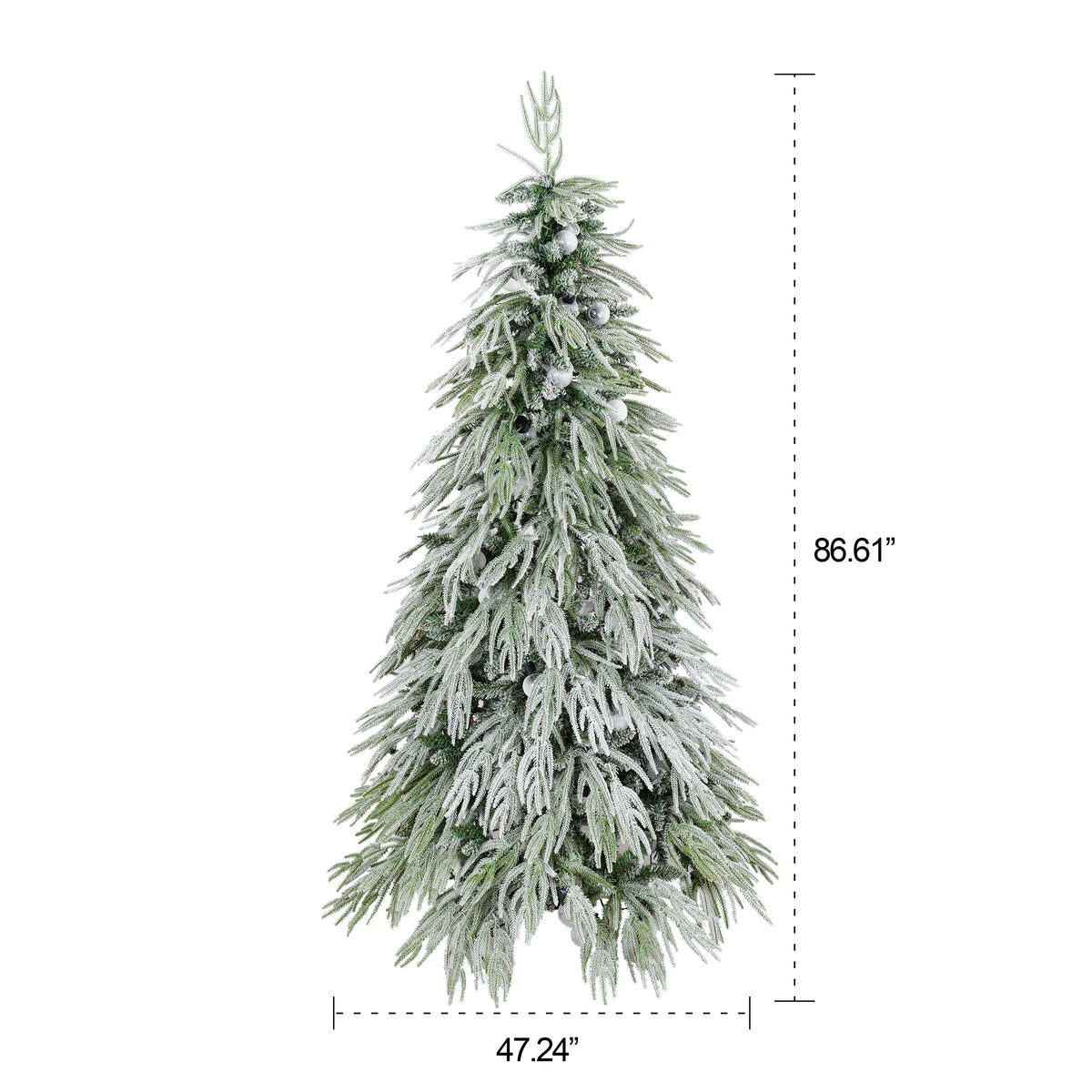 7 FT Pre‑Lit Flocked Artificial Christmas Tree, Pre‑Strung LED Lights with