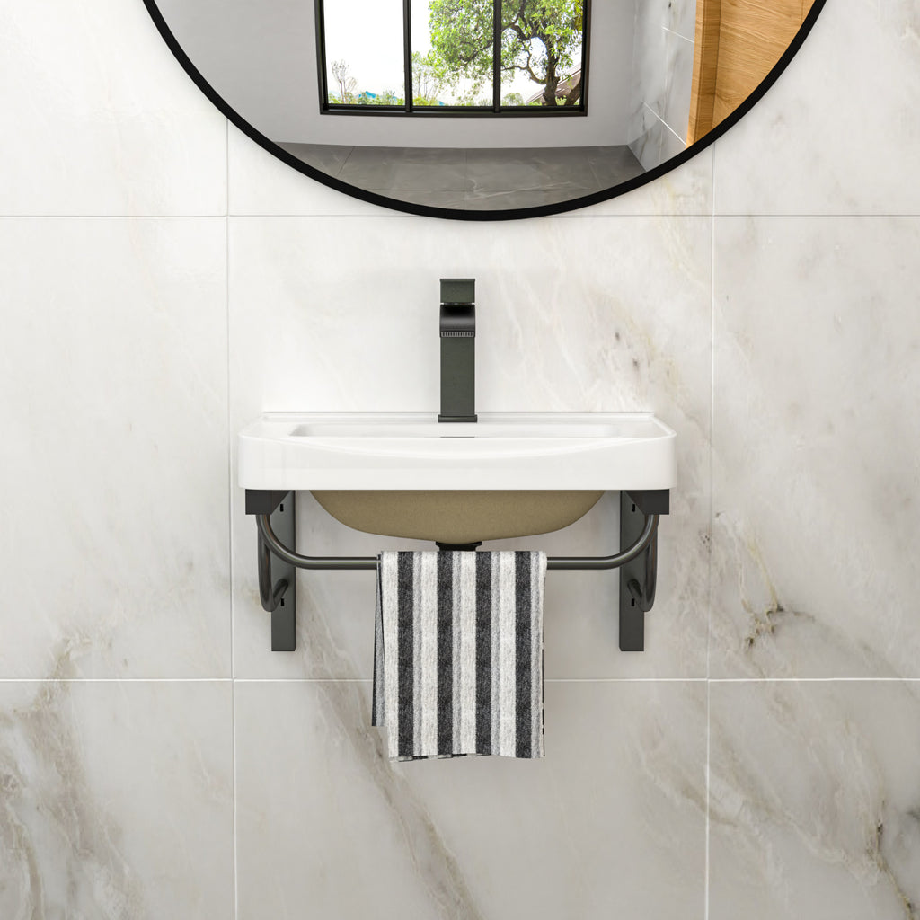 Wall-Mounted Rectangular Ceramic Bathroom Sink