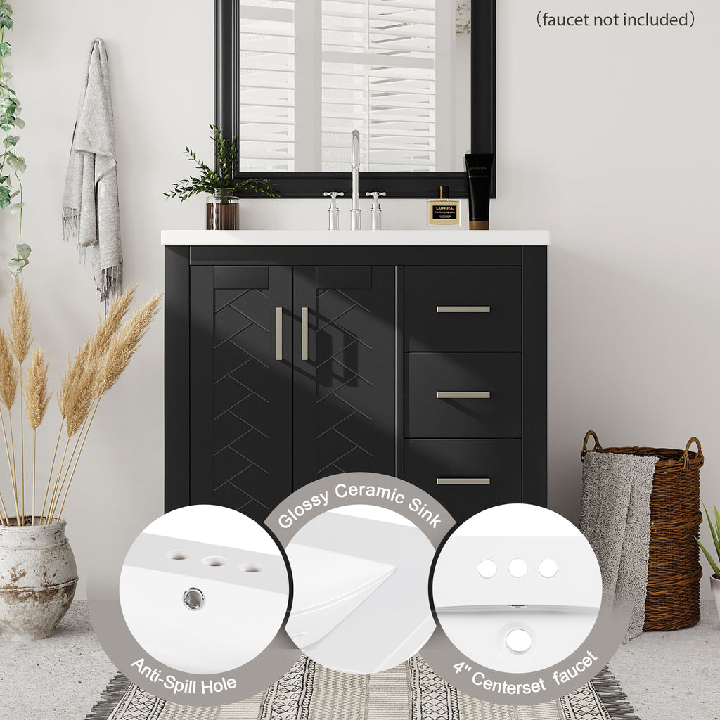 30'' Bathroom Vanity with Ceramic Sink Combo