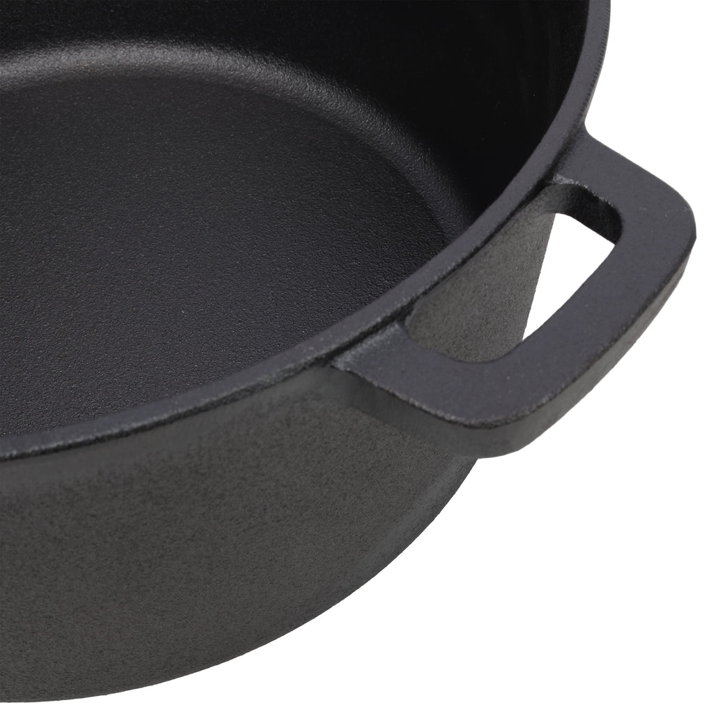 2 In 1 Pre-Seasoned Cast Iron Dutch Oven With Dual Handles