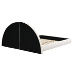 Unique Arched Boucle Bed with Small Table, Queen