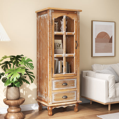 Rustic Wooden Storage Cabinet with Decorative Cutout Door
