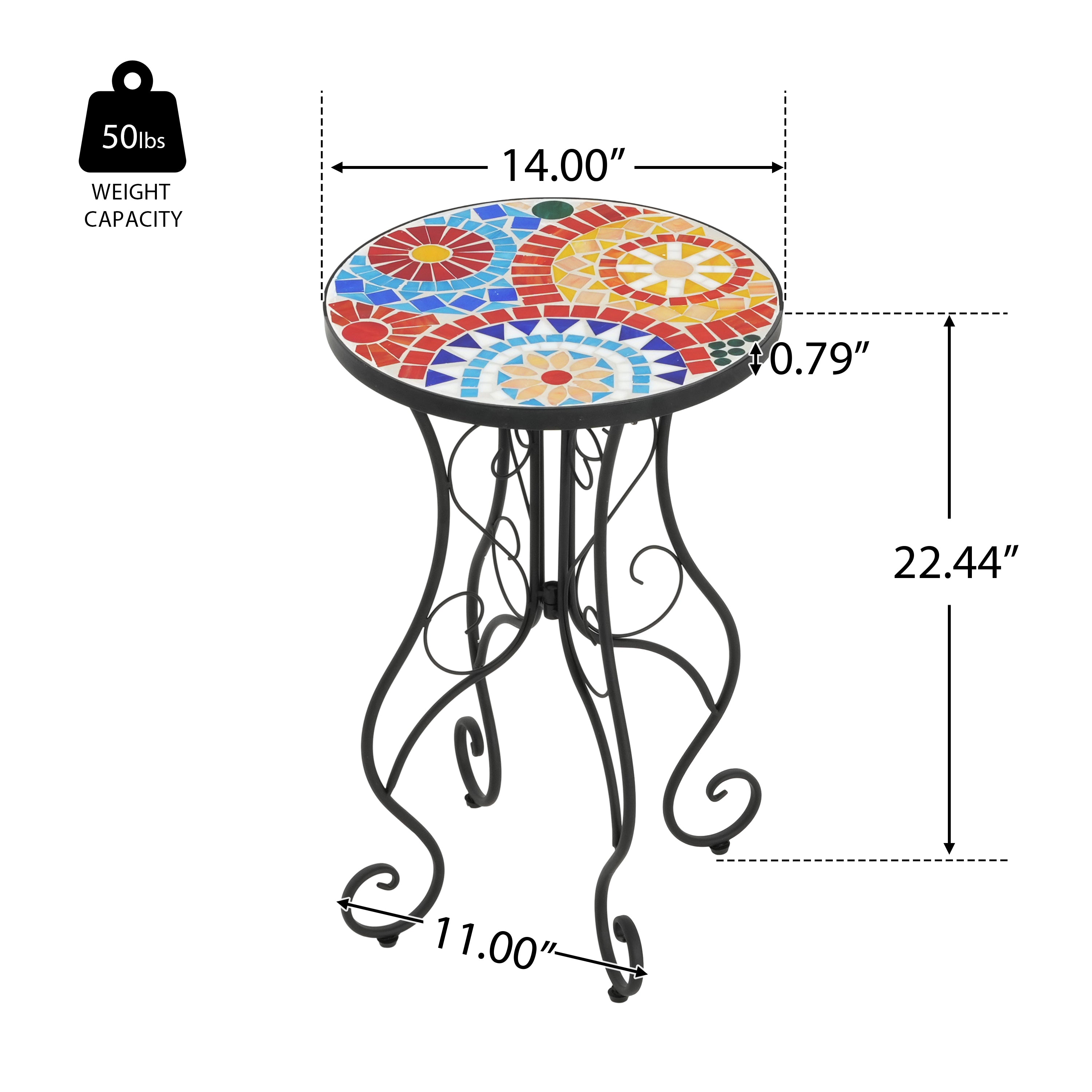 Outdoor Side Table in Colorful and Black