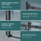 48"W x 76"H Single-Slide Shower Door - 8mm Tempered Glass