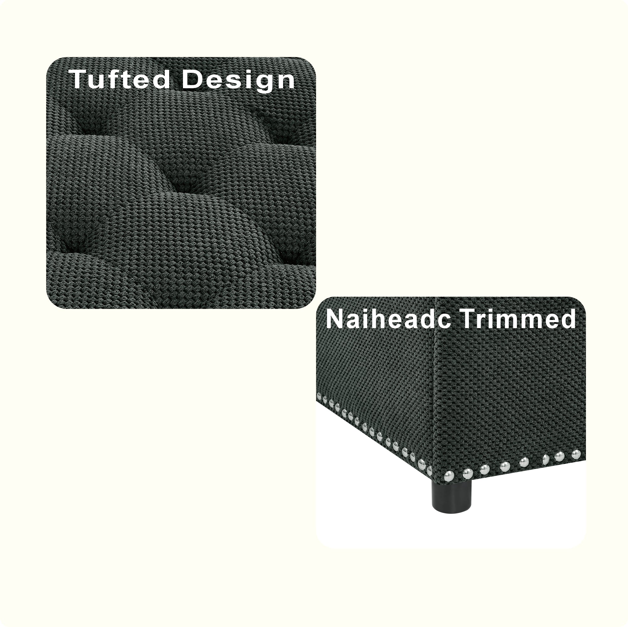 Tufted Storage Ottoman with Nailhead Trim