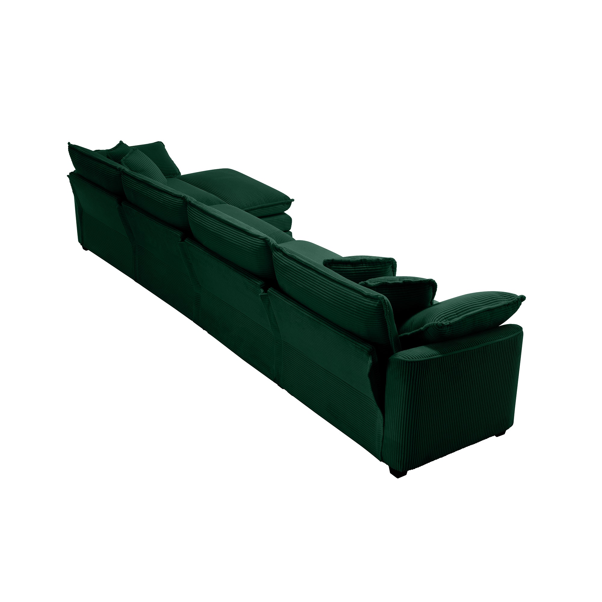 Corduroy Sofa - Modern Upholstered 4 Seater with Footstool